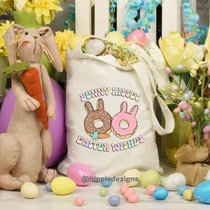 Bunny Kisses Easter Wishes Canvas Tote
